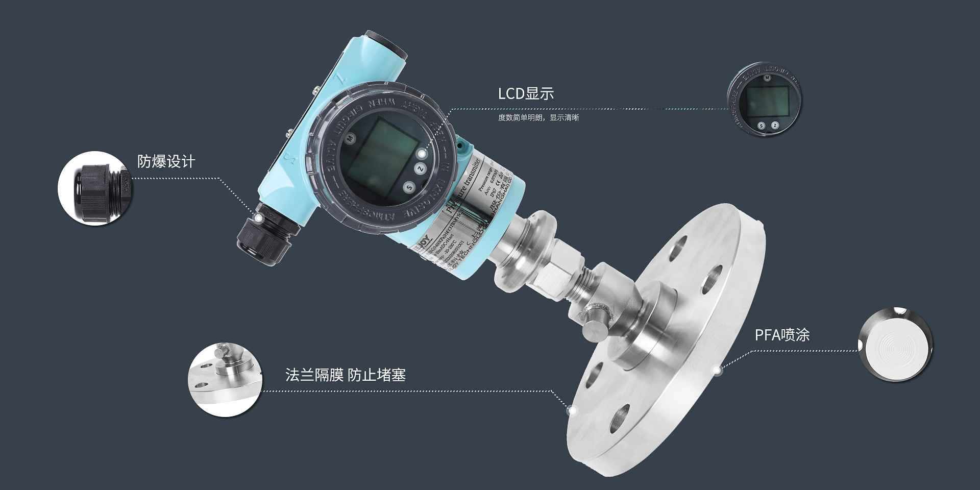 压力变送器-法兰型PFA喷涂